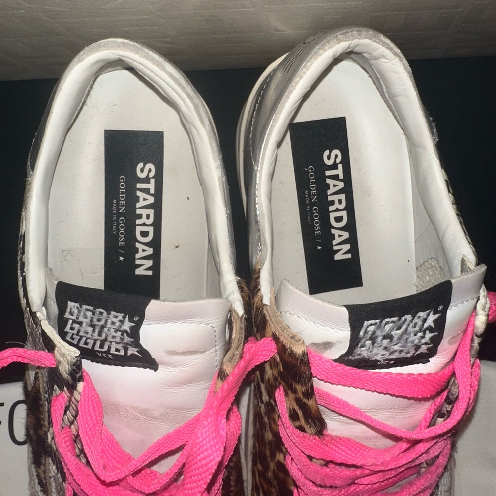 Golden Goose Stardan LAB Sneakers Snake Print Leather Leopard Print Pony Skin - Picture 3 of 8